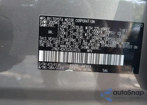 2012 Toyota Rav4 from USA, damaged, VIN JTMZF4DV2CD034036